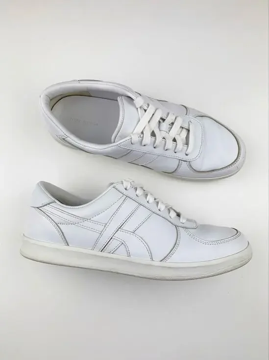 Tory Burch Hank Court Sneakers Lace Up White Leather Women's 9.5