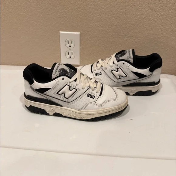 New Balance 550 White and Black Sneakers