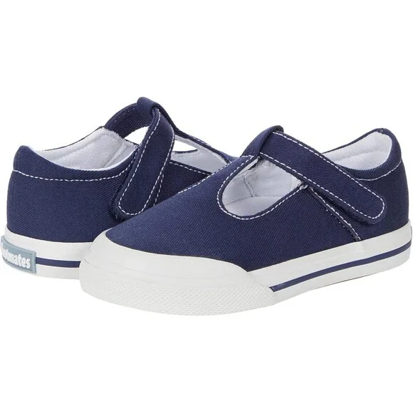 FootMates Drew V102-410 Sneaker Girls US 9 W Navy Round Toe Comfort Shoes DAB338