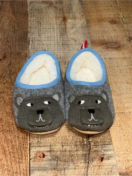 Joules Slippet Felt Mules Faux Fur Kids Slippers Bears Sz X Small 8/9 US