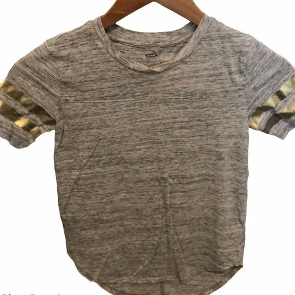 OLD NAVY Girl’s Baseball Style Gold Stripe Sleeve T-shirt