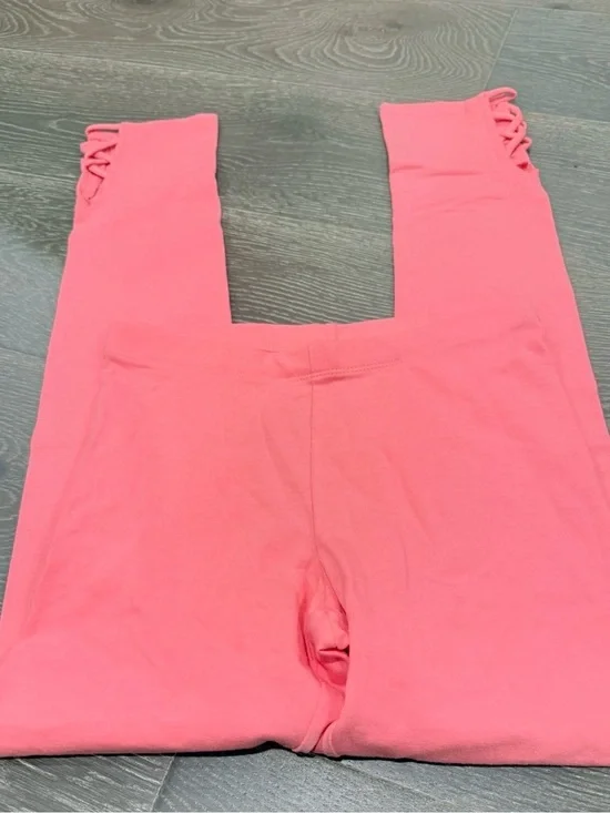 Old Navy Coral Pink Kids Leggings with Ankle Lattice
