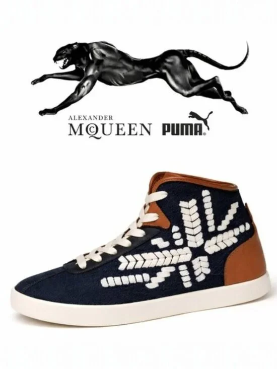 Alexander McQueen x PUMA Medius Mid-Top Trainers Moonless Night Black Size 6.5