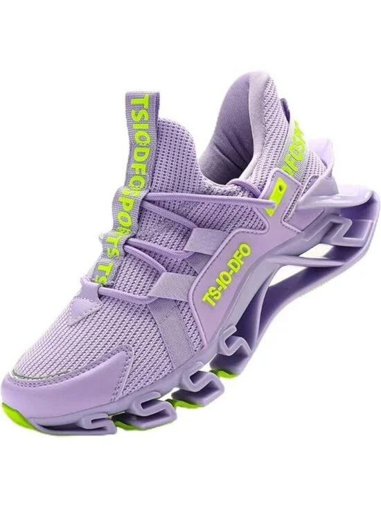 Women's Purple Mesh Sneakers Athletic Running Walking Shoes Lace-up