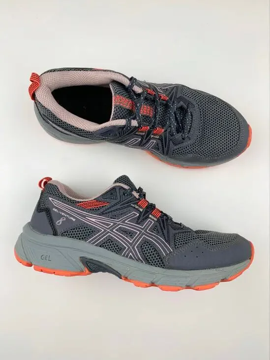 Asics Gel-Venture 8 Trail Running Shoes Grey Ginger Peach Sneakers Women's 8