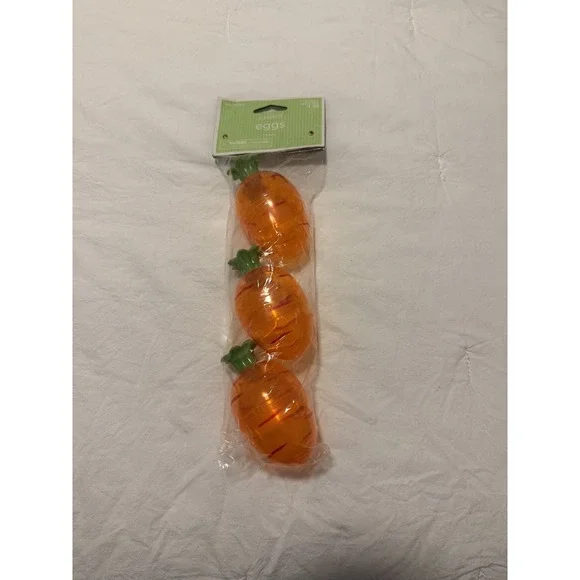 Carrot Easter Eggs Plastic Set of 3 Reusable Holiday Party Favors