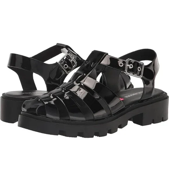 Steve Madden Dory Sandals Girls US 5Y M Black Adjustable Strap Platform NCZ342