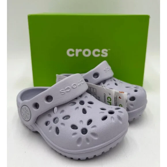 Crocs CLASSIC FLORAL CUT OUT PURPLE MOON Kids' NEW Clog Purple US Size C4