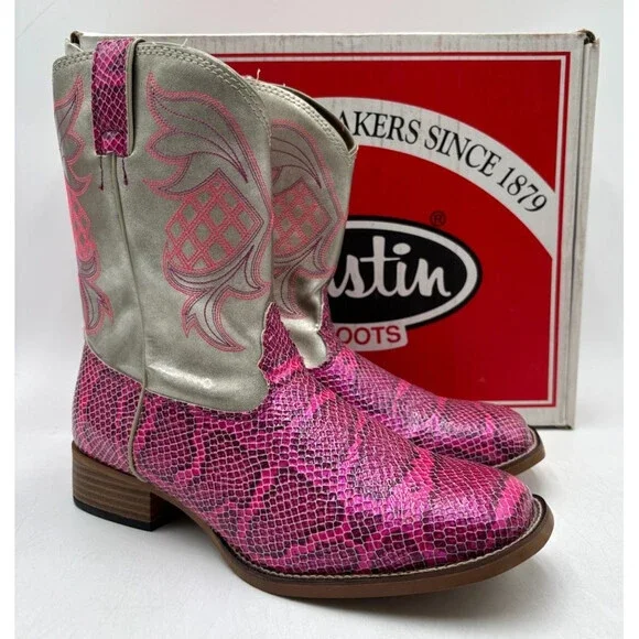 Justin 382JR SNAKE Girls NEW Western Cowgirl Boot Pink Multiple Sizes