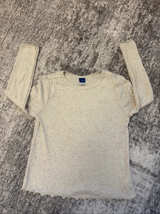 Old Navy Cream long sleeve Tee with Colorful Speckle Dots size 5T