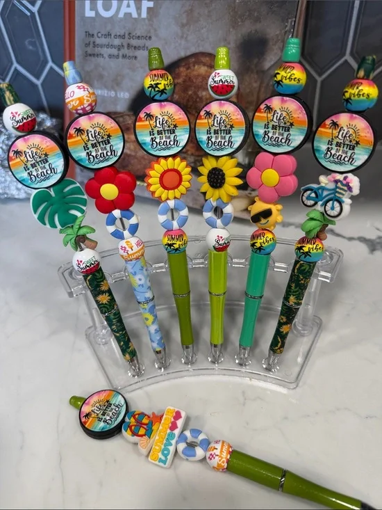 Beach-Themed Decorative Ballpoint Pens - Assorted Bright Colors