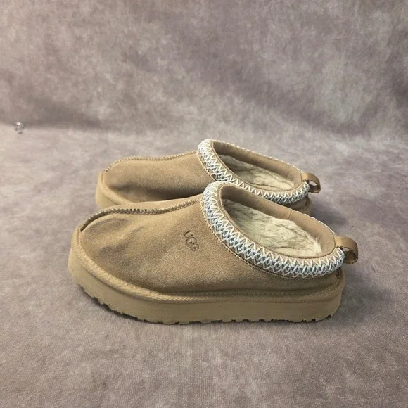 UGG Kids Tasman Slipper Chestnut Suede Shearling Slip On Shoes 1019066K