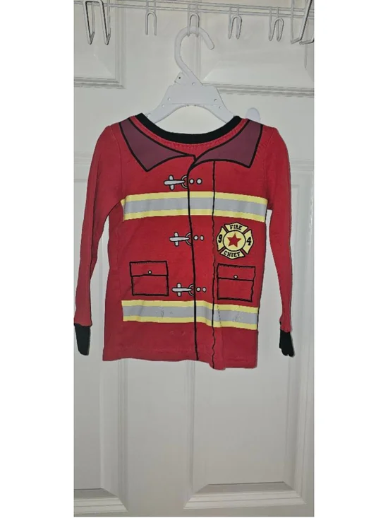 Boys Old Navy Fire Chief Pajama Top‎ 5T Red Black