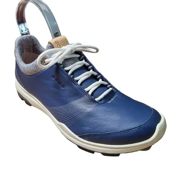 Ecco Biom Gore Tex Blue Leather Lace Up Golf Shoes Women's Size 9 Extra Width