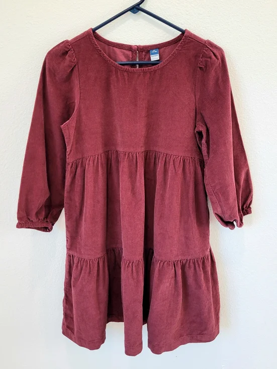 Old Navy‎ Girls XL 14–16 Burgundy Corduroy Dress Tiered NWOT Fall Holiday