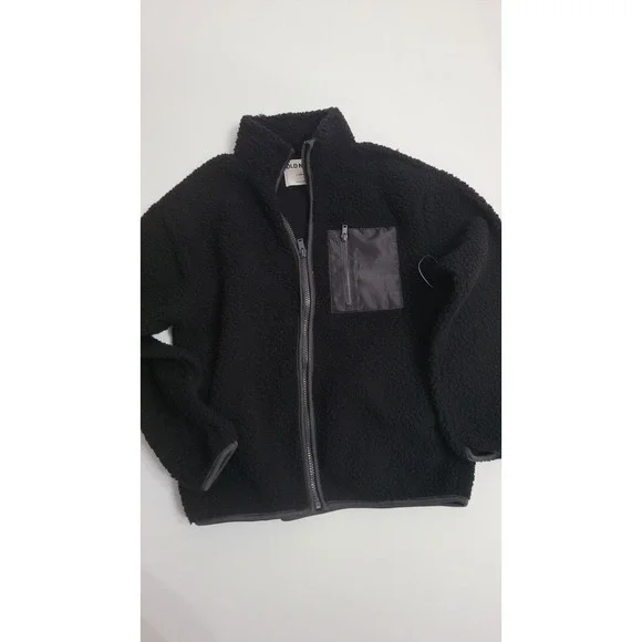 Old Navy Girls/Boy Fleece Full Zip Jacket‎ Black Long Sleeve Coat Size L (10-12)