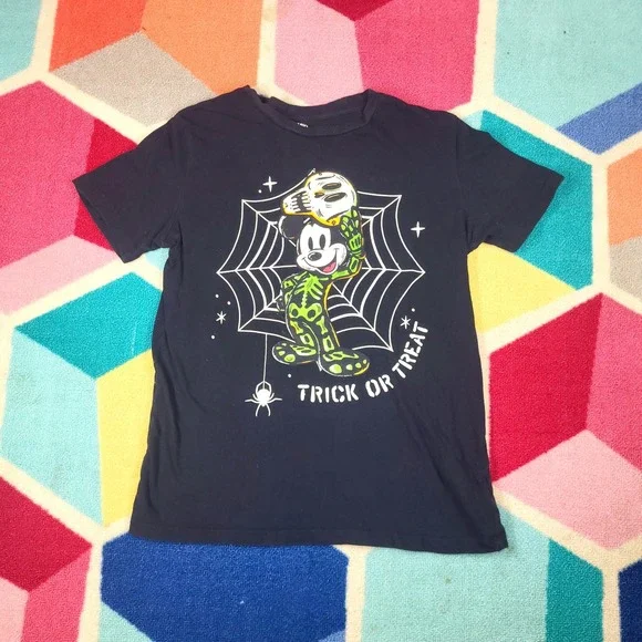 Disney‎ Old Navy Mickey Mouse Trick Or Treat Halloween Black Graphic T-Shirt