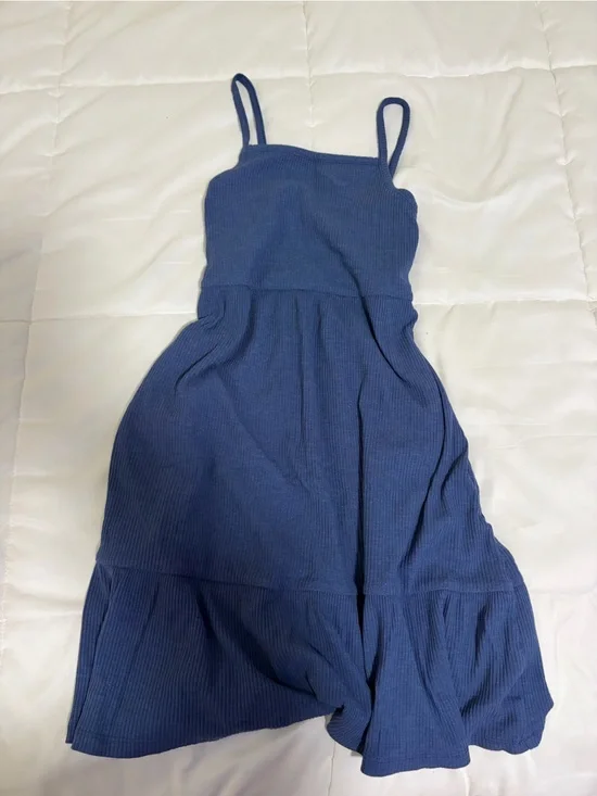 Old Navy Blue Ribbed Spaghetti Strap Dress Youth Large
