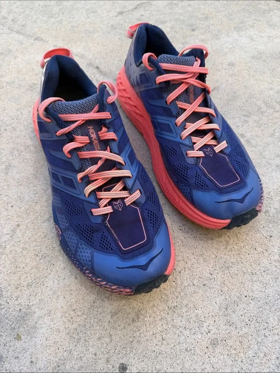 HOKA Speedgoat 2 Women's Purple/Orange Vibram Trail Running Sneakers Size 9