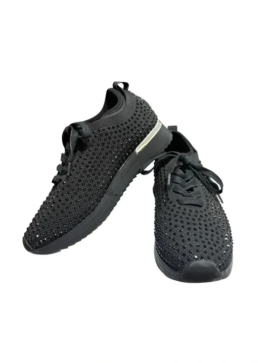 Reaction Kenneth Cole Cameron Rhinestone Lace-Up Black Sneaker Women US 7 EU 37