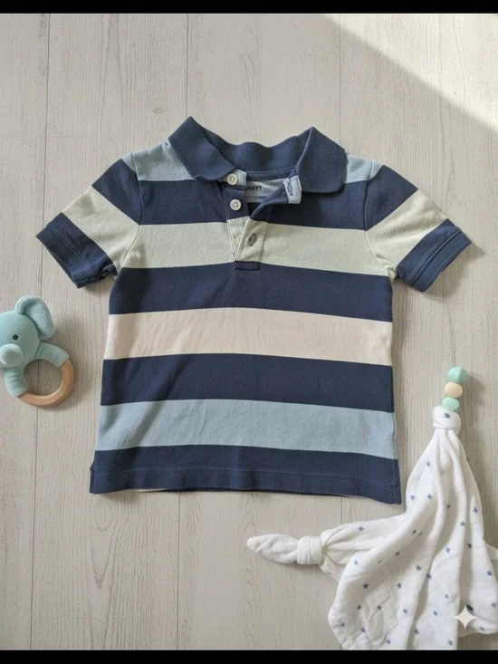 Old Navy Boys Blue & Light Blue Striped Polo
