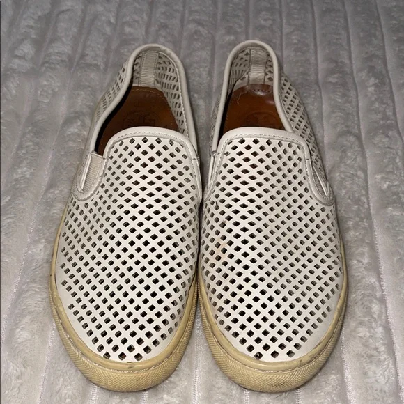 Tory Burch White Perforated Slip-Ons | Size 7.5 Women