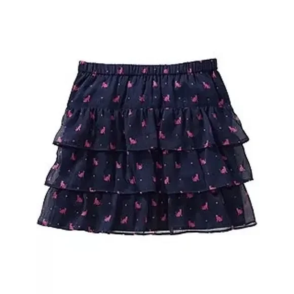 Old Navy purr-fect kitty print Tiered Chiffon Skirt new