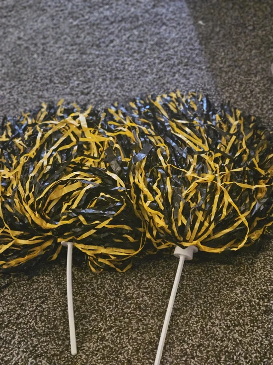 Black & Yellow Pom Pom Cheerleader Pom Poms for Parties