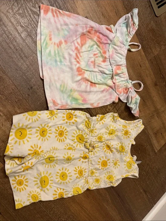 Carter's Pastel Tie-Dye Tank & Sunny Yellow Romper Set