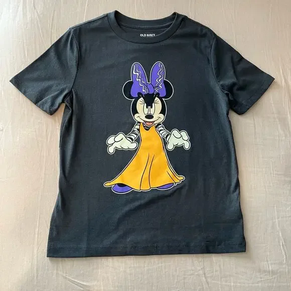 NWT Old Navy Girls Bride of Frankenstein Minnie Mouse Graphic Tee Size Medium