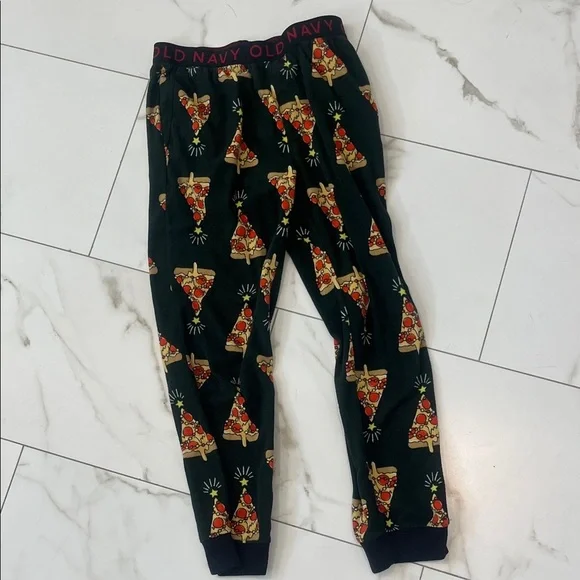 Old Navy Kids Black Pizza-Print Jogger pajama pants