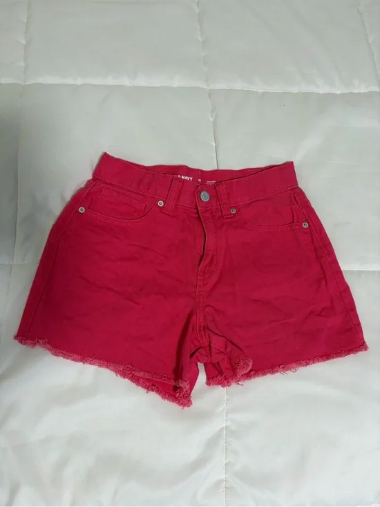 Old Navy Built-In Tough Hot Pink Denim Cutoff Shorts Kids Size 12 High-Rise