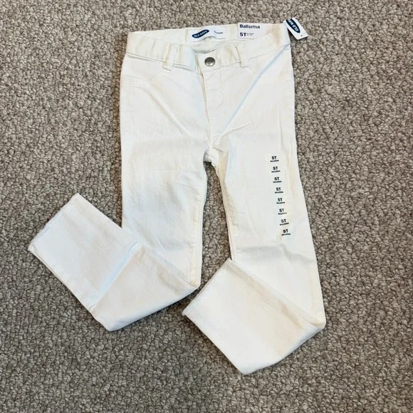 Old Navy Ballerina Skinny Jeans White Super Stretch Adjustable Waist Size 5T NWT