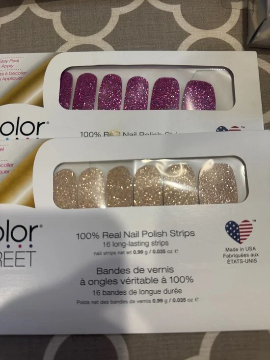 Color Street Pink & Gold Glitter Nail Strips