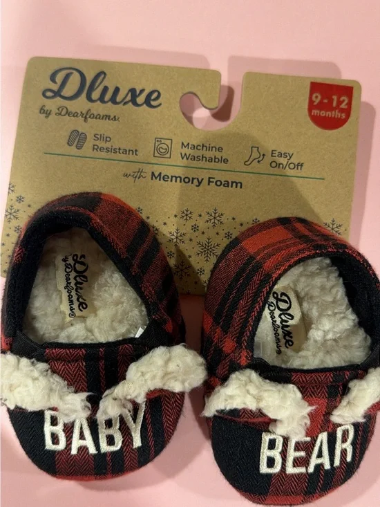 Baby Bear Red Plaid Slip-On Shoes (9-12 months)