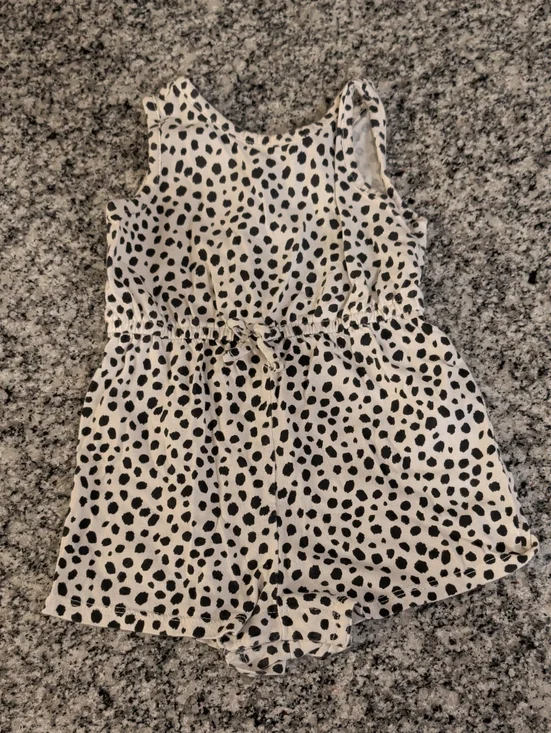 Old Navy Black and White Dalmatian Print Girls Romper