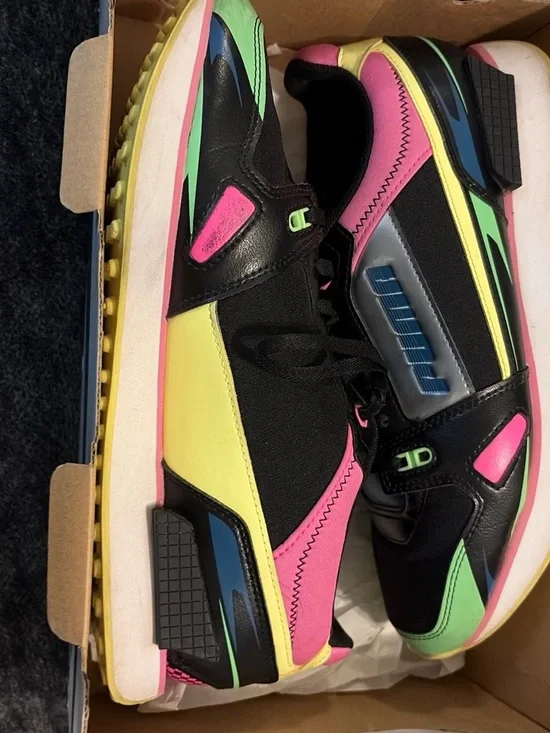 Puma Kids Black Neon Pink Green Yellow Blue Retro Sneakers