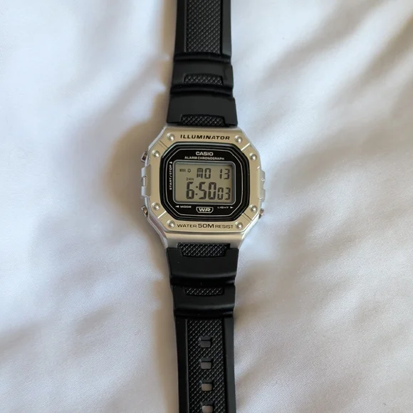Casio Illuminator Digital Watch - Black and Silver Tone