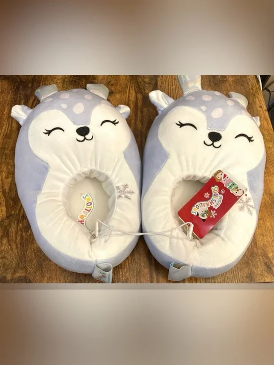 Squishmallows Kids' Deer Slippers - Light Blue Size 4/5 New
