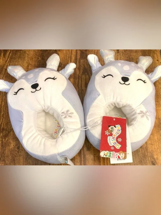 Squishmallows Kids' Deer Slippers - Light Blue Size 13-1 New