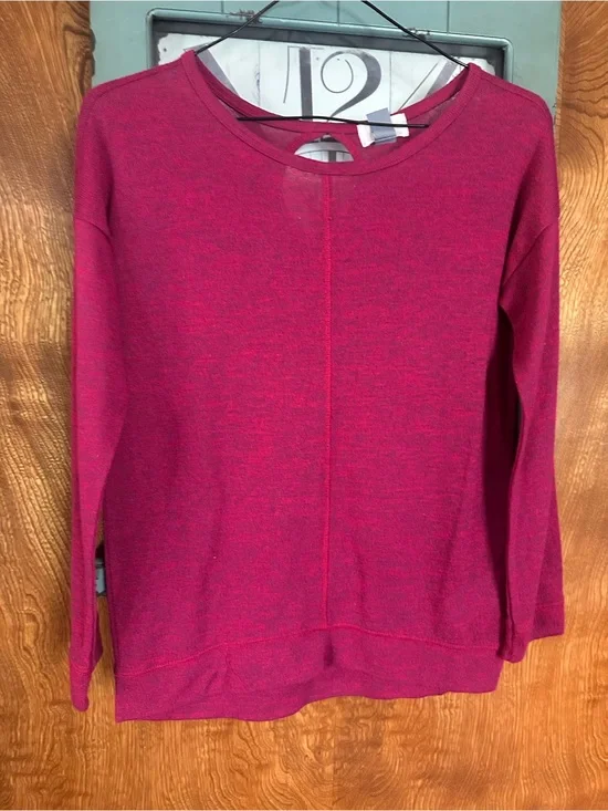 Old Navy Girls Long Sleeve Knit Top in Deep Pink
