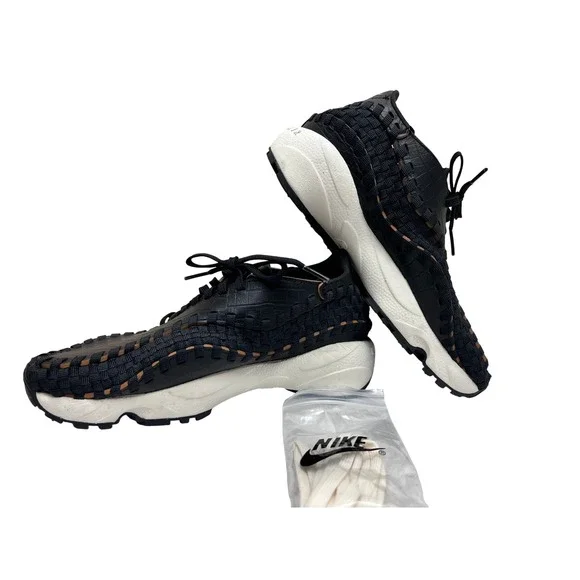 Nike Air Footscape Woven Sneakers Womens 8 Black NWOT Croc Embossed Leather