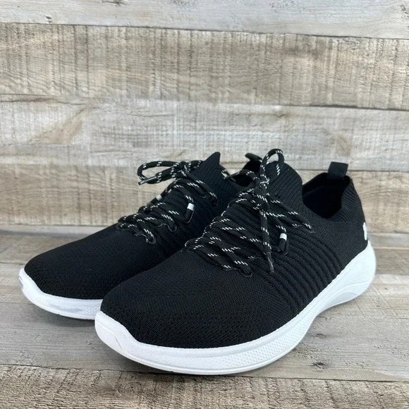 Tommy Bahama NWT Golf Women Black Knit Slip On Sneakers‎ with Flower Logo Size 9