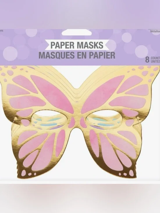 BNWT, butterfly paper masks, party, 8 count