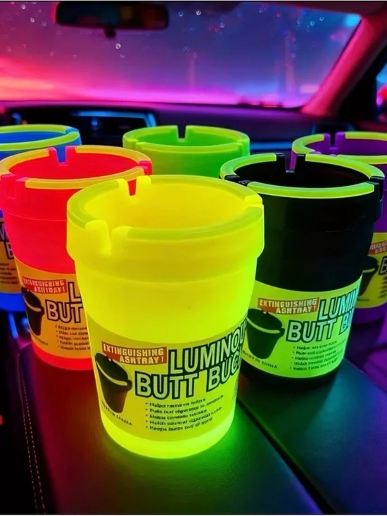 (6) LuminOx Butt Bucket Glow Ashtray - Yellow