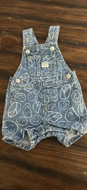 Old Navy Workwear Happy Face Peace Denim Overalls 0-3 Months Baby