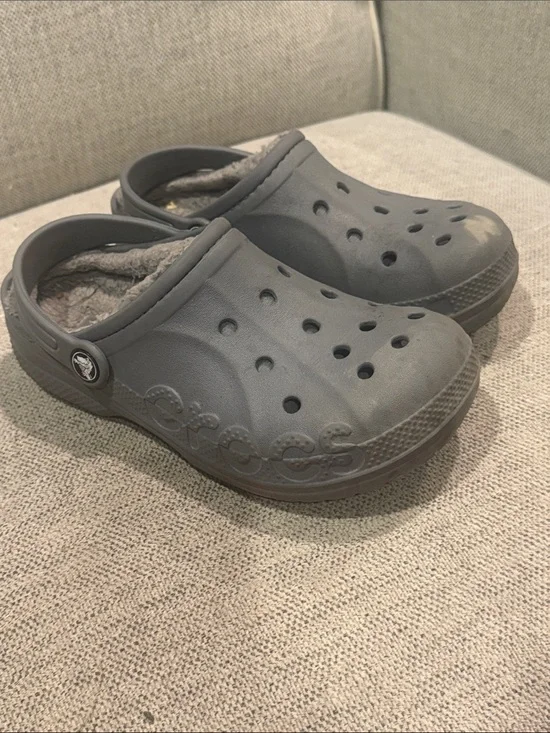 CROCS Kids Classic Lined Clog - Charcoal Gray J2