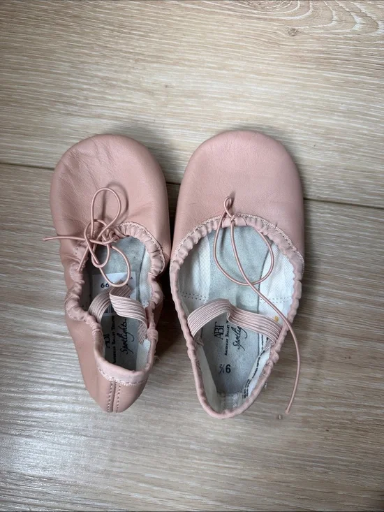 Girls' Pink Ballet Slippers with Elastic Topline