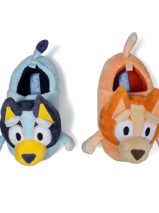 Plush Character Slippers - Blue and Orange