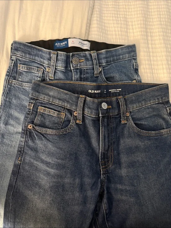 Old Navy Boys Denim Straight and Taper Jeans in Medium and Dark Blue Washes